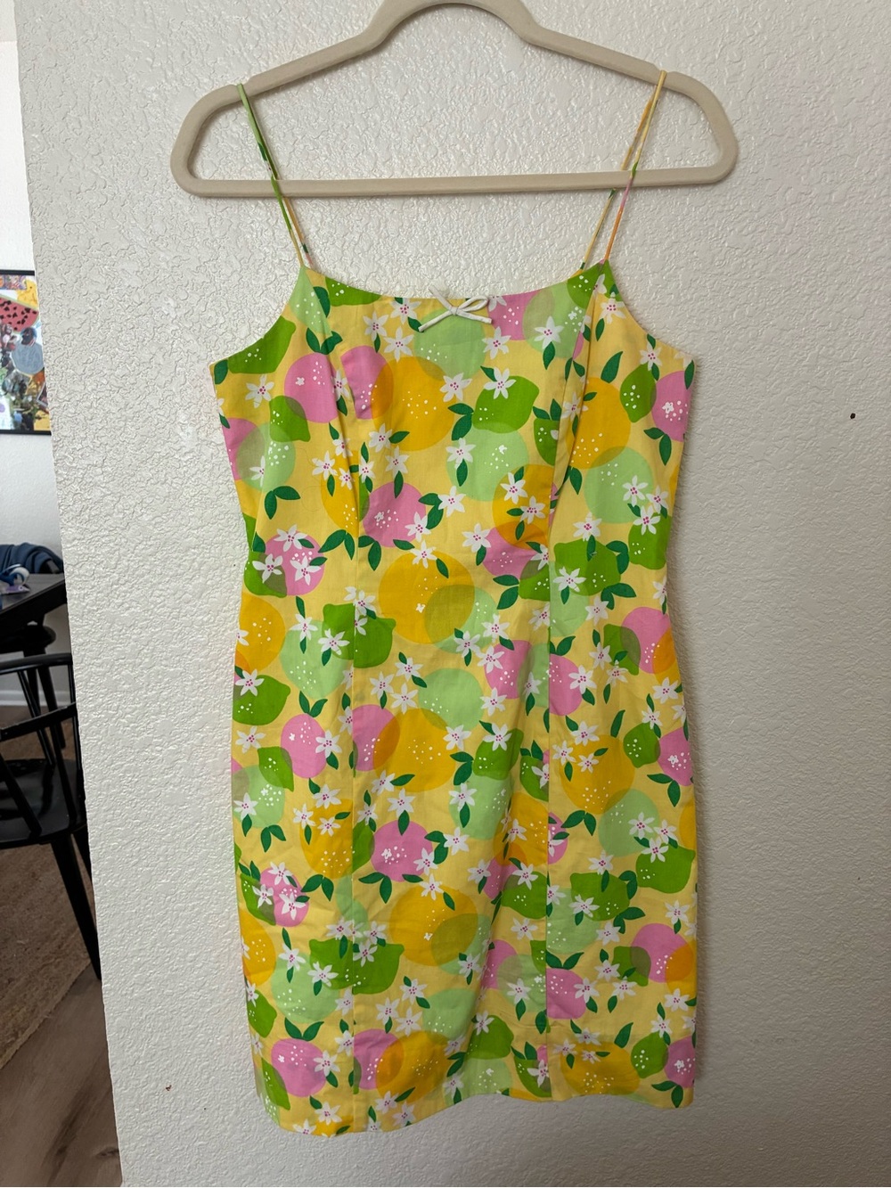 Vintage Lilly Pulitzer Mini Dres Citrus Floral Slip Dress - Yellow, Pink & Green